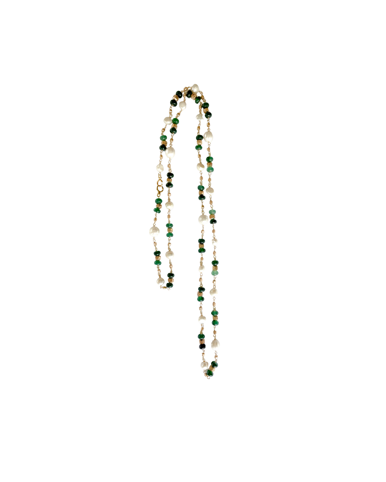COLLAR EXTRA LARGO CON PIEDRAS Y PERLA