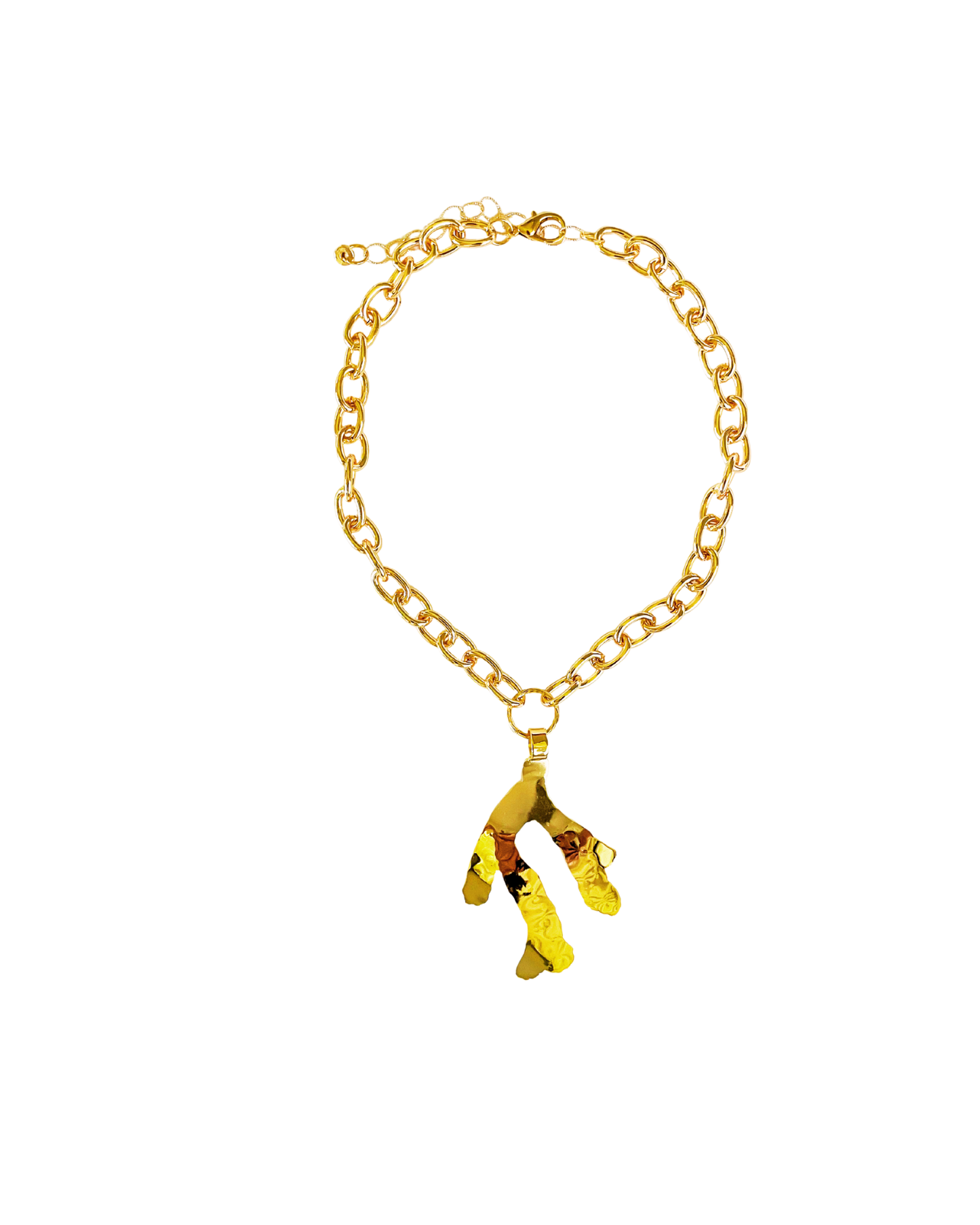 COLLAR CORTO CON CADENA Y DIJE CORAL