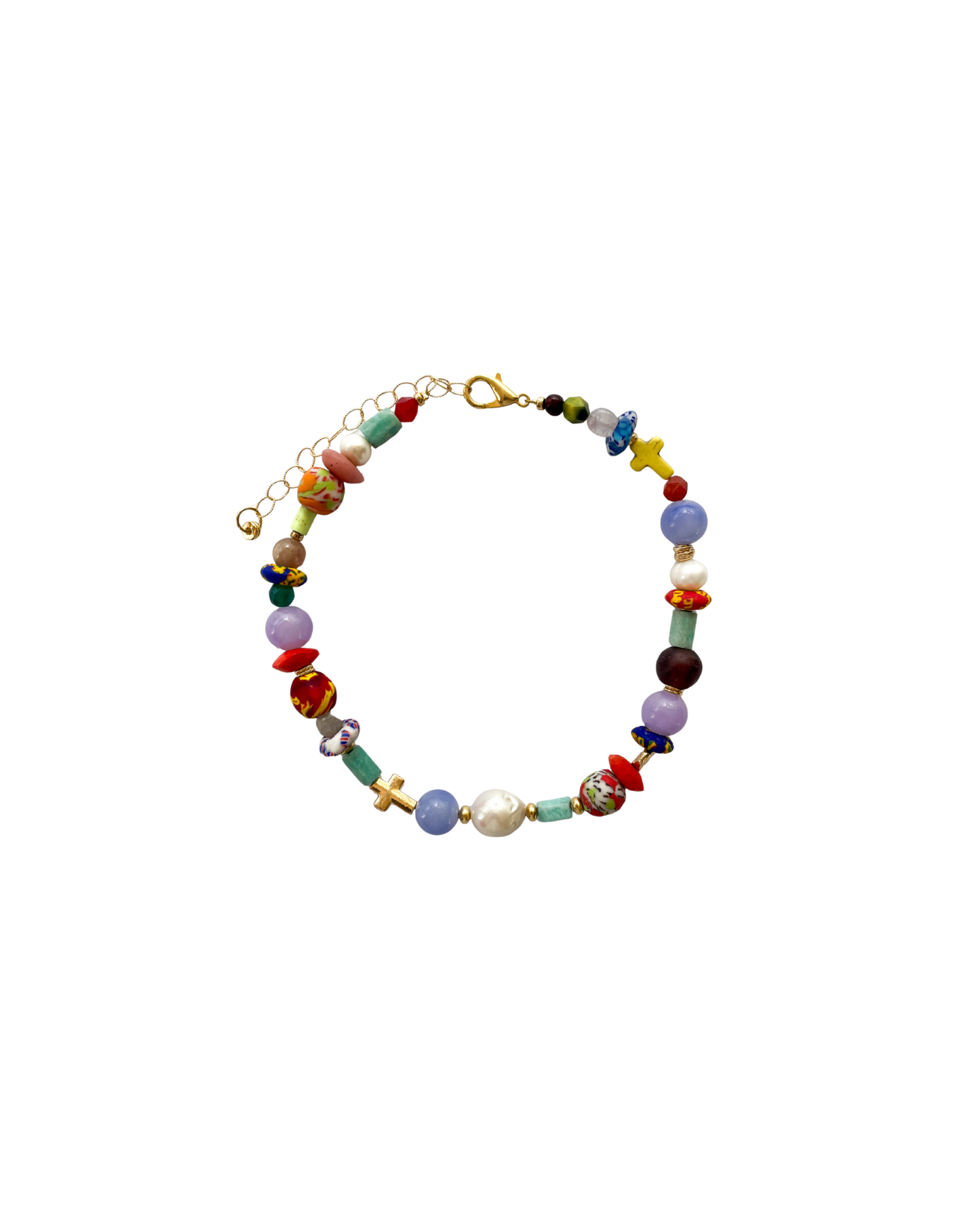 COLLAR PIEDRAS VARIAS Y CRUZ CHIQUITA