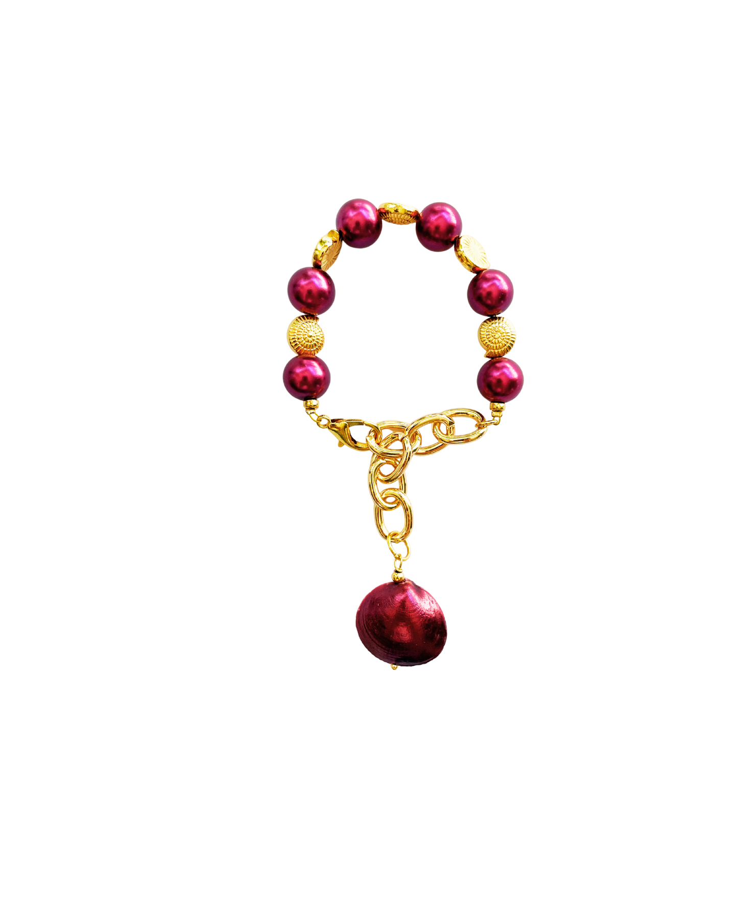 PULSERA CONCHA, CARACOL Y PERLA