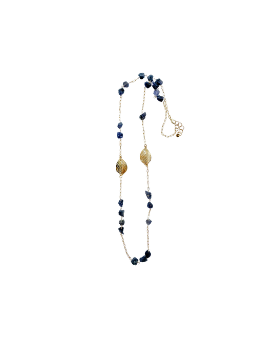 COLLAR LARGO CON CHIPS Y HOJAS