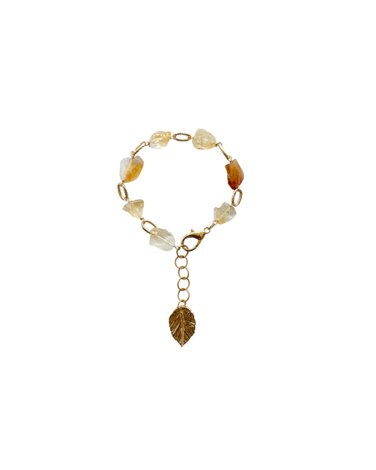 PULSERA CON DIJE DE HOJA Y CITRINA