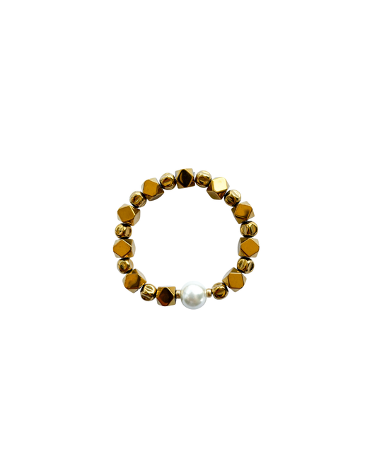PULSERA HEMATITA Y PERLA