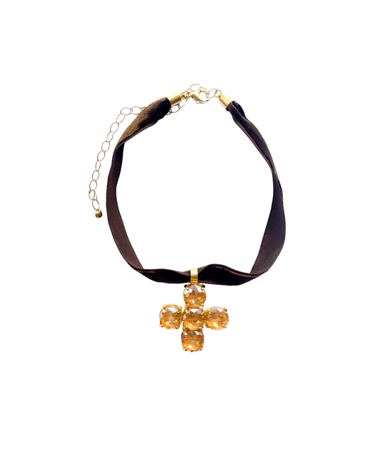 CHOKER TERCIOPELO Y CRUZ