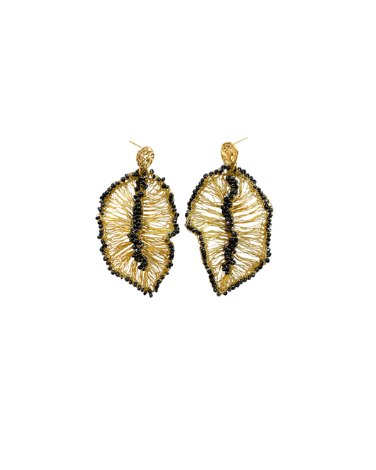 MAXI ARETES TEJIDOS DE HOJA CON CHAQUIRA
