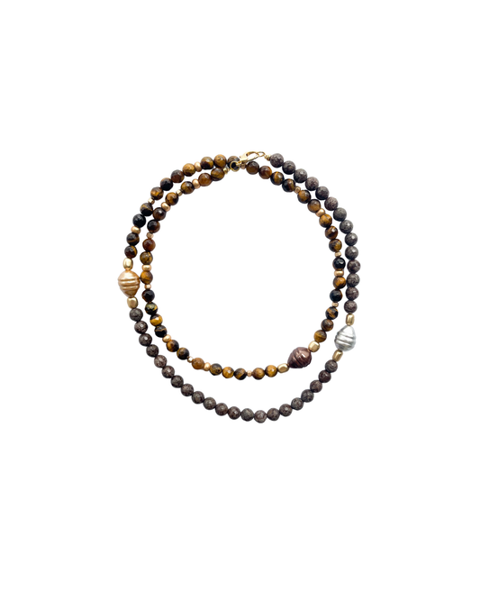 COLLAR LARGO CON PIEDRAS Y PERLA