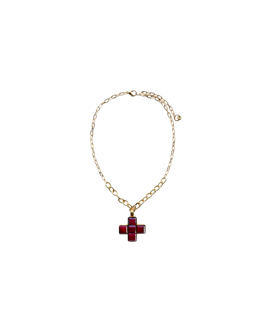 COLLAR CORTO CADENA Y CRUZ