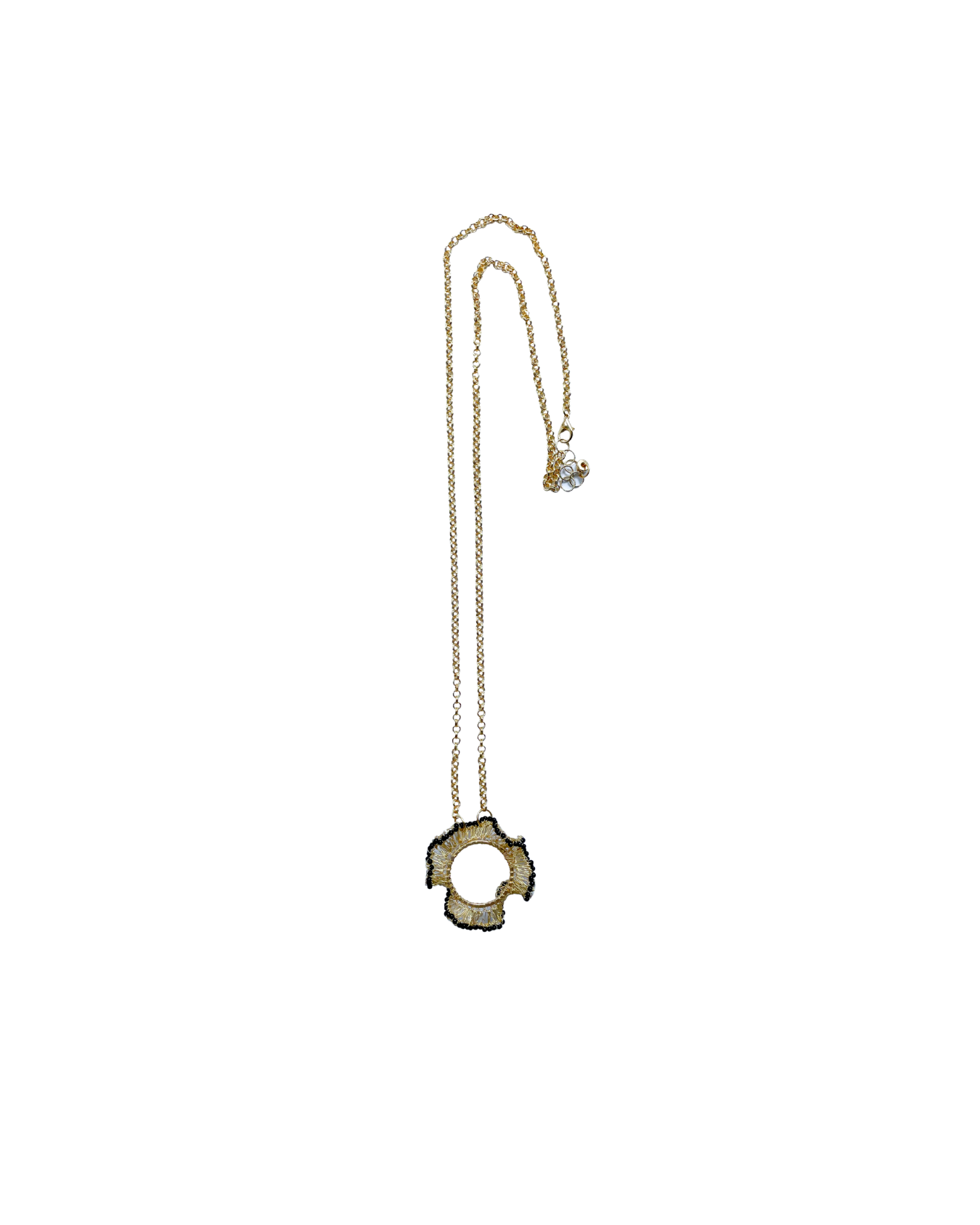 COLLAR LARGO CADENA CON ARO TEJIDO