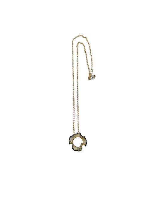 COLLAR LARGO CADENA CON ARO TEJIDO