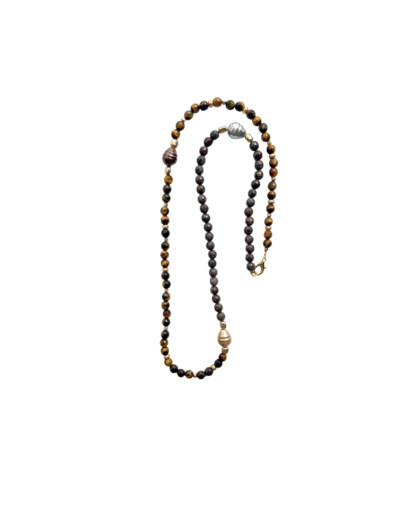 COLLAR LARGO CON PIEDRAS Y PERLA