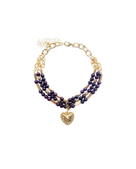 COLLAR CORTO VARIOS HILOS PIEDRAS Y CORAZÓN