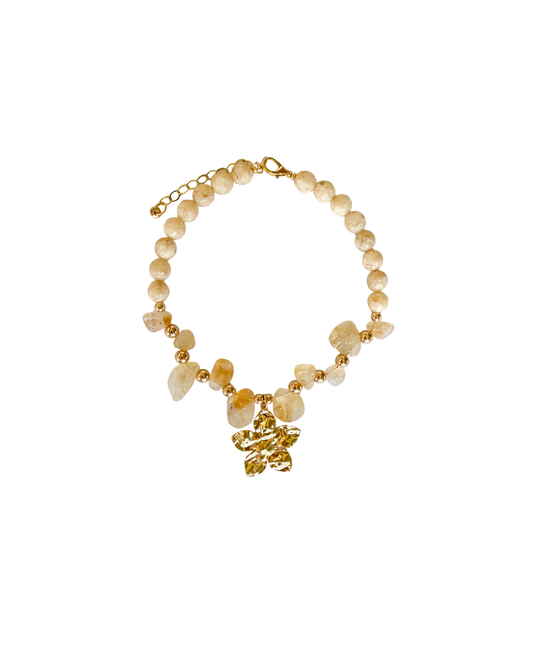 COLLAR CORTO CON PIEDRAS Y DIJE FLOR