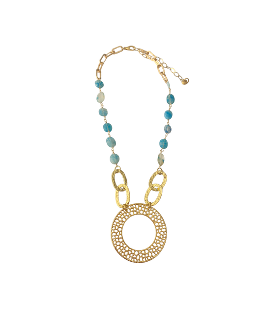 COLLAR CORTO CON ÁGATAS Y CIRCULO