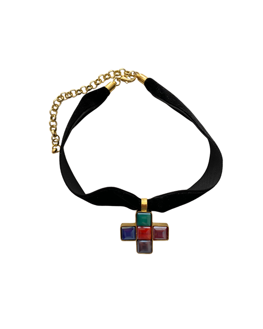 CHOKER TERCIOPELO Y CRUZ