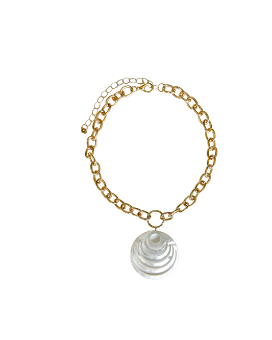 COLLAR CORTO CADENA Y DIJE MADRE PERLA