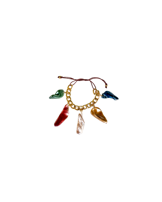 PULSERA CON CADENA Y PERLAS