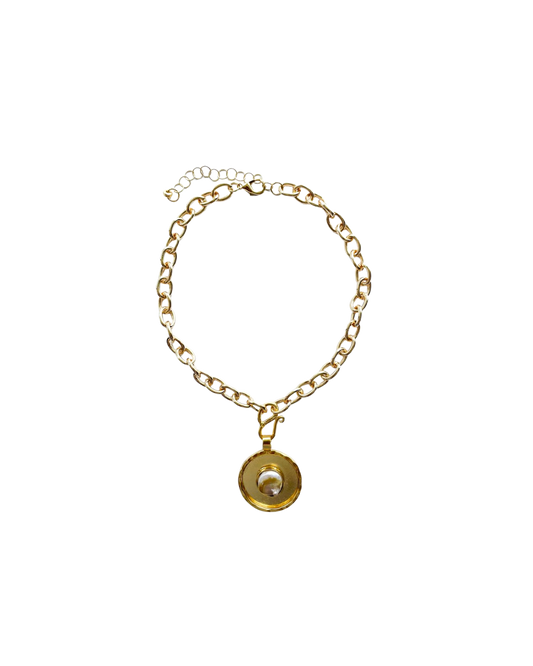 COLLAR CORTO CADENA Y DIJE PERLA