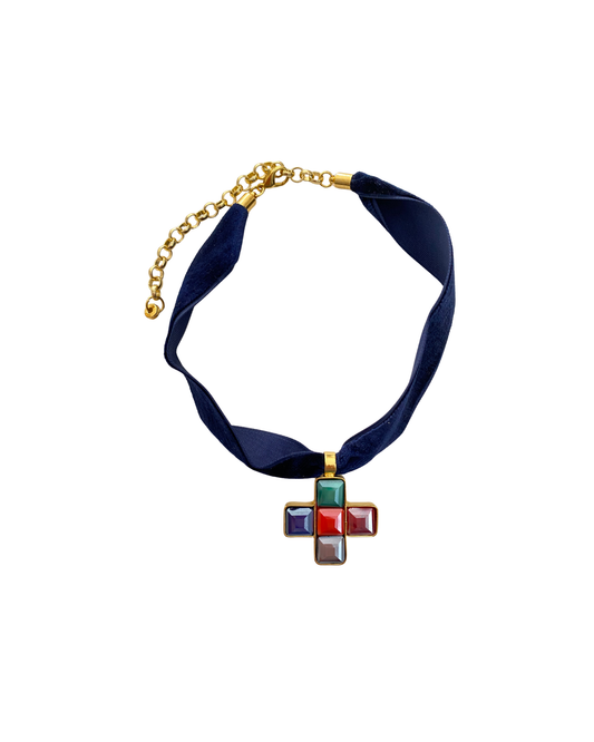 CHOKER TERCIOPELO Y CRUZ