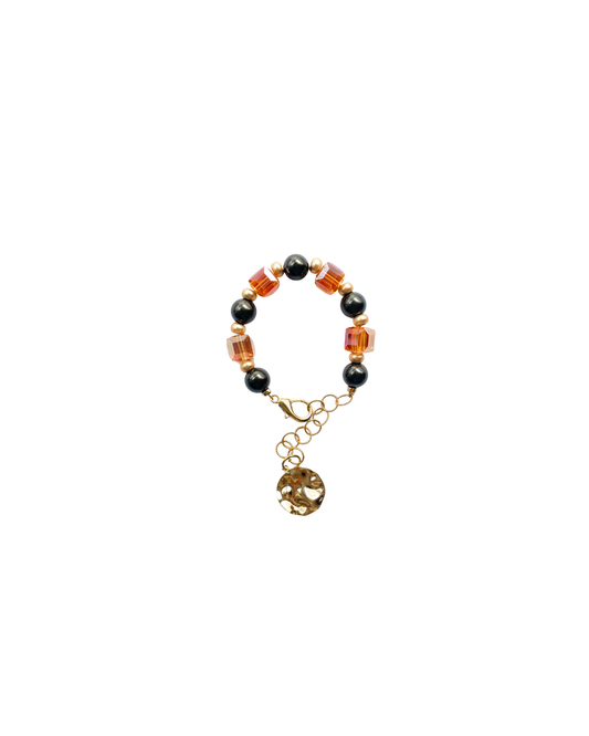 PULSERA CON CRISTAL Y PERLAS