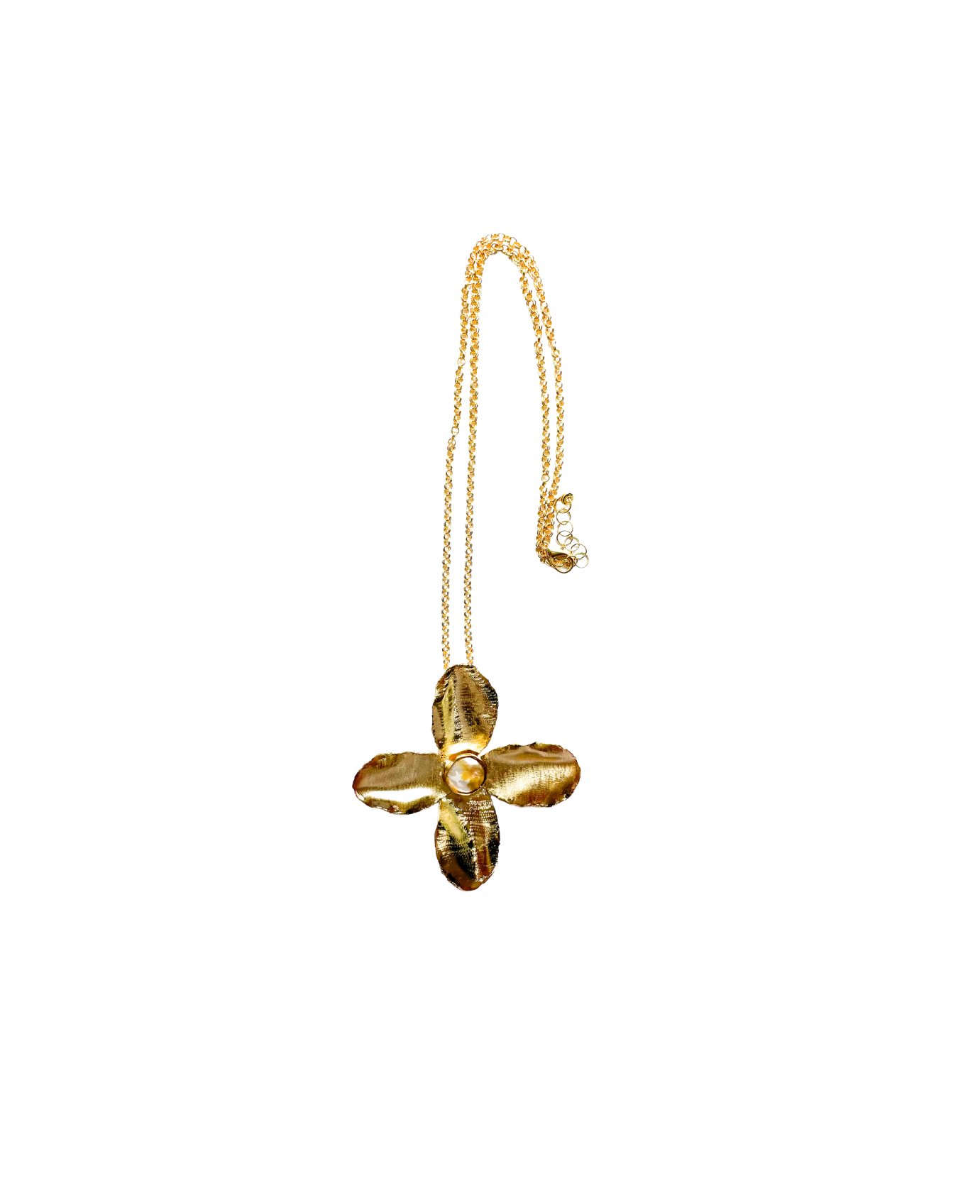 COLLAR LARGO CON CADENA Y DIJE FLOR