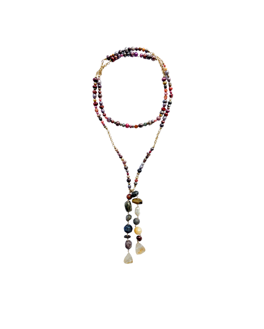 CORBATERO DE PERLAS Y PIEDRAS VARIAS