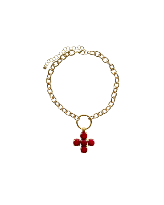 COLLAR CORTO CON CADENA Y DIJE DE CRUZ