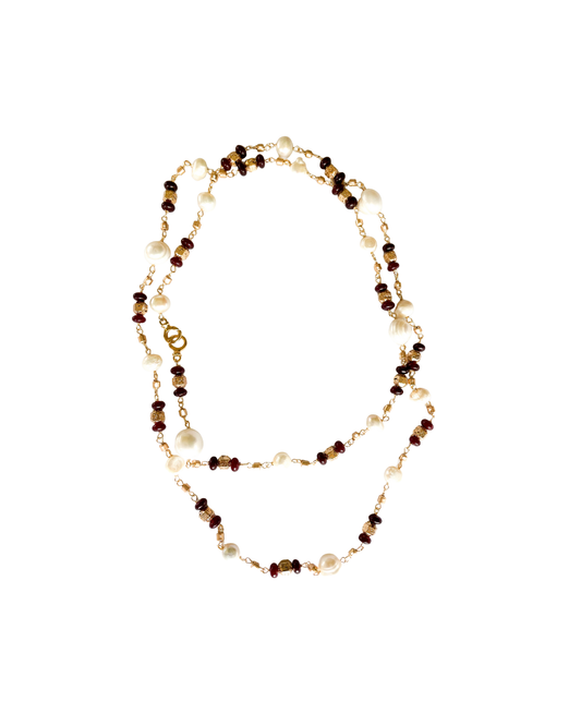 COLLAR EXTRA LARGO PERLAS Y PIEDRAS