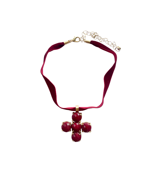 CHOKER TERCIOPELO Y CRUZ
