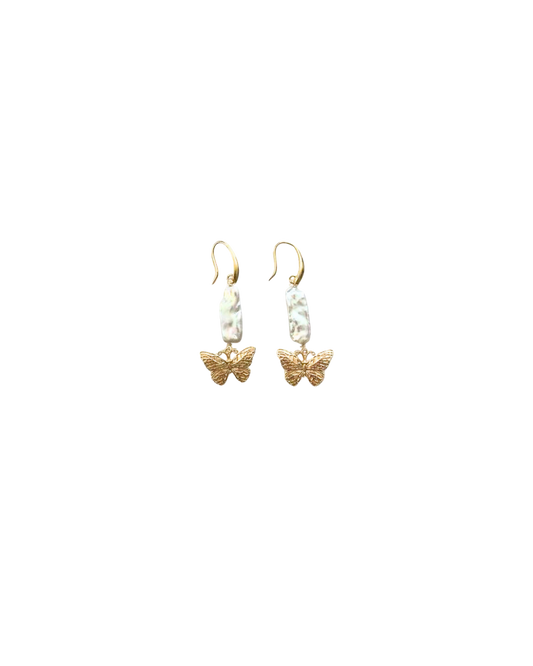 ARETE PERLA Y MARIPOSA
