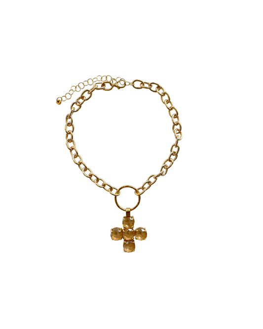 COLLAR CORTO CON CADENA Y DIJE DE CRUZ