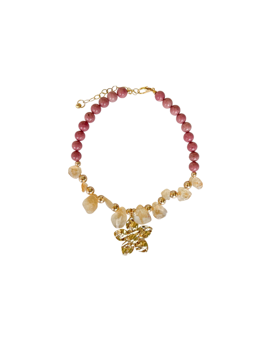 COLLAR CORTO PIEDRAS Y DIJE FLOR